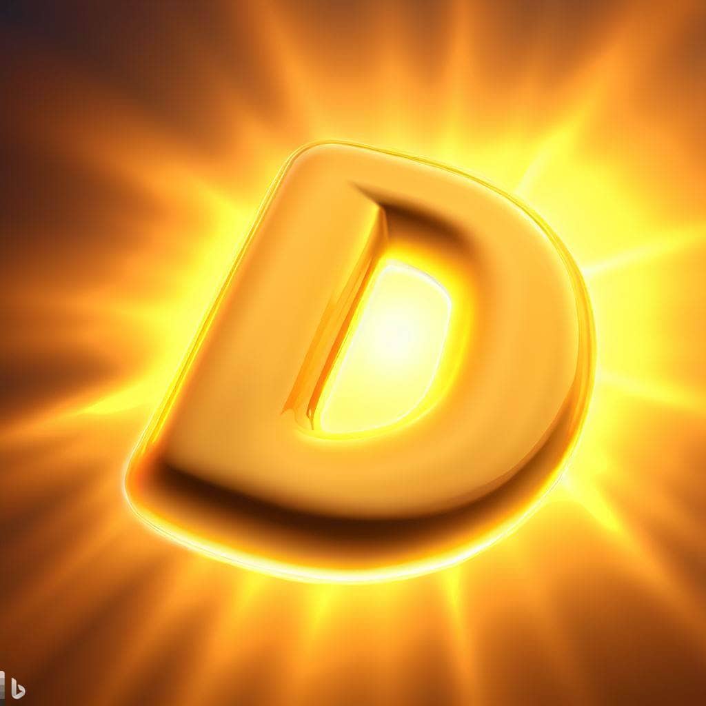 an image of sunshine with the letter D for an article about bone health vitamin D